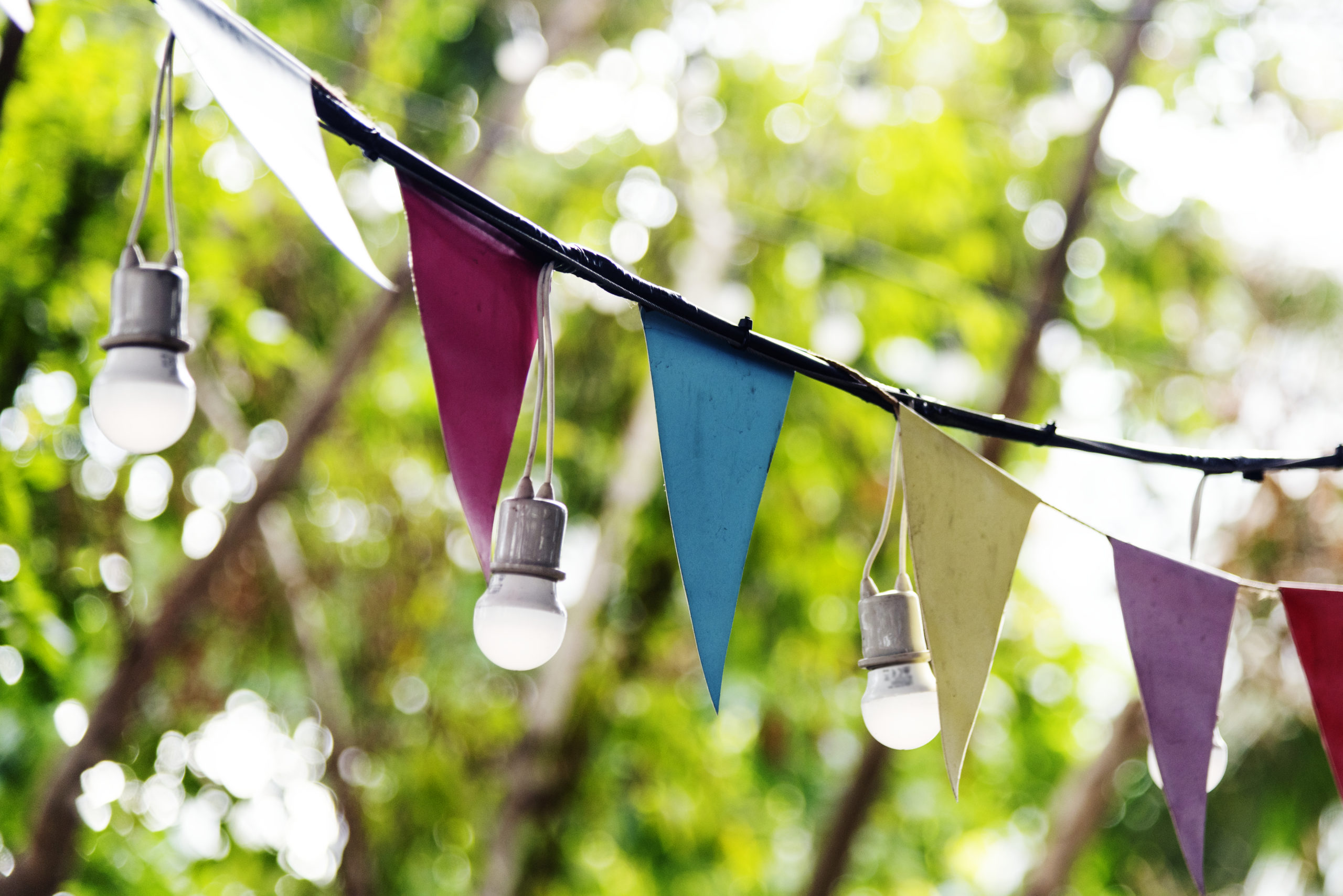 Triangle festive decorations and lights Freepik